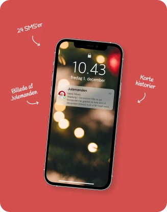Et billede som viser en telefon med en juleSMS fra julemandens Posthus